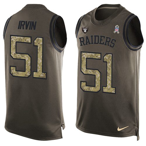 Nike Raiders #51 Bruce Irvin Green Men's Stitched NFL Limited Salute To Service Tank Top Jersey